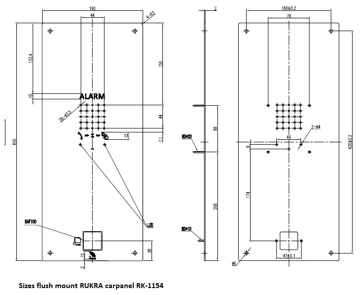 Sizes flush mounting RUKRA carpanel RK 1154
